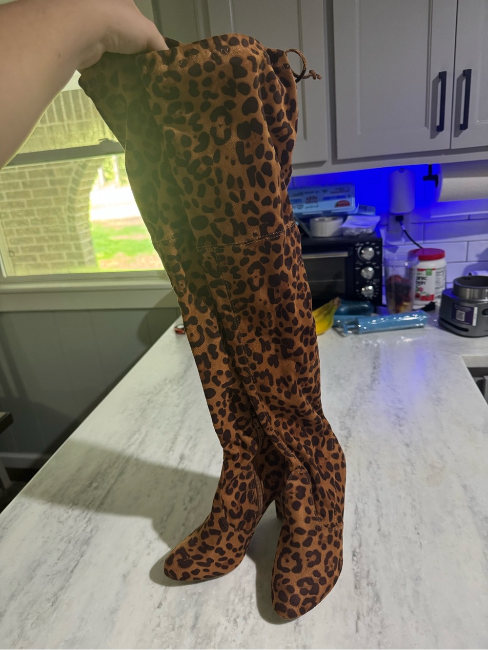 Leopard Cheetah Animal Print Over-the-Knee Faux Suede Chic Fall Party Boots 7